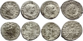 Ancient World Roman Empire Lot of 4 Coins 
AR Antonian; With Different Motives