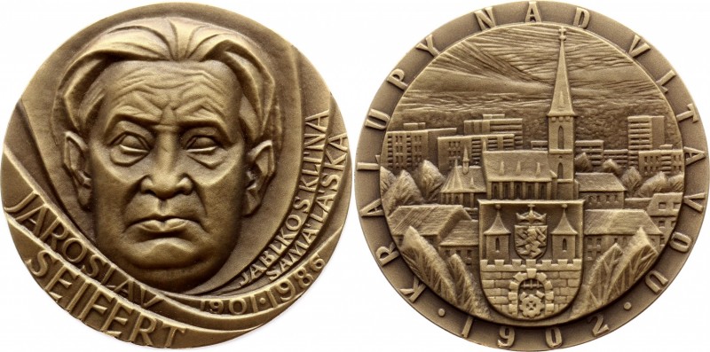 Czechoslovakia Medal by Josef Hvozdenský - "Jaroslav Seifert - Kralupy nad Vltav...
