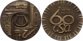 Czechoslovakia Medal by Josef Hvozdenský - 60 Let OSA 1979 
Bronze 61g 60mm, With Original Box / červená etue
