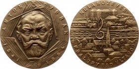 Czechoslovakia Medal by Josef Hvozdenský - Antonín Dvořák, Nelahozeves, Kralupy nad Vltavou 
Bronze 110g 70mm; With Original Box / Krásná Modrá Etue...