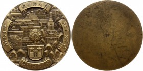 Czechoslovakia Medal by Josef Hvozdenský - Dobříš Moje Rodné Město 
Bronze 90g 60mm, With Original Box / červená etue