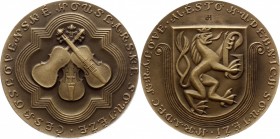 Czechoslovakia Medal by Josef Hvozdenský - Hradec Králové Město Hudební Soutěže 1985 
Bronze 191g 80mm, With Original Box / červená etue se zlatým št...