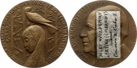 Czechoslovakia Medal by Josef Hvozdenský - Ivan Olbracht - Eržika & Pták 1984 
Bronze 178g 75mm; With Original Box / červená etue