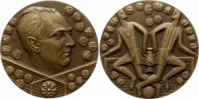 Czechoslovakia Medal by Josef Hvozdenský - Karel Poláček 
Bronze 86g 60mm, With Original Box / červená etue