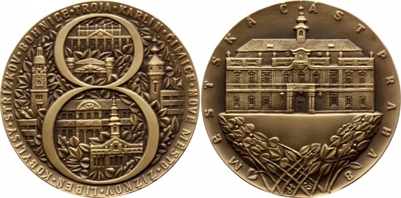 Czechoslovakia Medal by Josef Hvozdenský - Městská Část Prahy 8 
Bronze Pozlace...