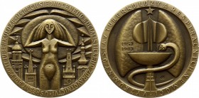 Czechoslovakia Medal by Josef Hvozdenský - Úspěšný Boj Proti Tuberkulóze 1983 
Bronze 89g 60mm; With Original Box / červená etue