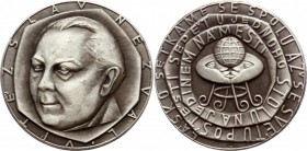 Czechoslovakia Medal by Josef Hvozdenský - Vítěslav Nezval 
Tombak 88g 60mm; With Original Box / Modrá Etue