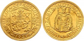 Czechoslovakia 1 Dukat 1923 
KM# 8, Fr# 2; Gold (.986), 3,49g.; Obv: Czech lion with Slovak shield, date below Rev: Duke Wenceslas (Vaclav) half- len...