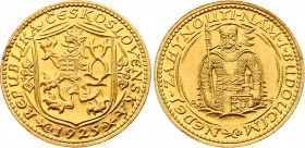 Czechoslovakia 1 Dukat 1925 
KM# 8, Fr# 2; Gold (.986), 3,49g.; Obv: Czech lion with Slovak shield, date below Rev: Duke Wenceslas (Vaclav) half- len...