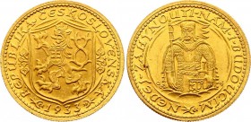 Czechoslovakia 1 Dukat 1933 
KM# 8, Fr# 2; Gold (.986), 3,49g.; Obv: Czech lion with Slovak shield, date below Rev: Duke Wenceslas (Vaclav) half- len...