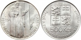 Czechoslovakia 500 Korun 1992 
KM# 158; Silver; 400th Anniversary of Jan Amos Comenius; UNC Full Mint Luster