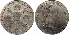 Austrian Netherlands 1 Kronenthaler 1797 C
KM# 62.1; Silver; Franz II; Amazing Toning; Probably Unmounted