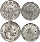 Austria Lot of 2 Coins 1831 -1886
20 Kreuzer 1831 A & 1 Florin 1886; Silver
