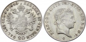 Austria 20 Kreuzer 1840 C - Prague
KM# 2208; Silver; Ferdinand I; XF