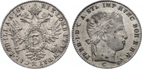 Austria 3 Kreuzer 1847 C - Prague
KM# 2191; Silver; Ferdinand I; XF