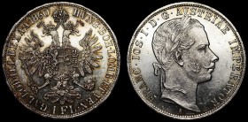 Austria 1 Florin 1860 A - Wien
KM# 2219; Silver 12.38g; Mirror Fields; Prooflike