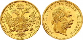 Austria Ducat 1898 
KM# 2267; Franz Joseph I. Gold (.986), 3.49g. UNC with full mint luster. Mintage 349,590.