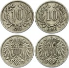 Austria 10 Heller 1915-1916 
KM# 2822; Copper-Nickel-Zink; Franz Joseph I Obv: Shield on crowned double eagle’s breast Rev: Value within wreath, date...