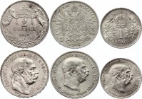 Austria-Hungary Lot of 3 Coins 1912 -1916
1 & 2 Corona 1912-1916; Silver