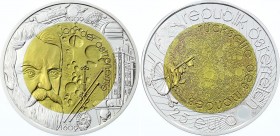 Austria 25 Euro 2009 International Year of Astronomy
Bimetallic: niobium center in silver (.900) ring • 16.5 g • ⌀ 34 mm; KM# 3174