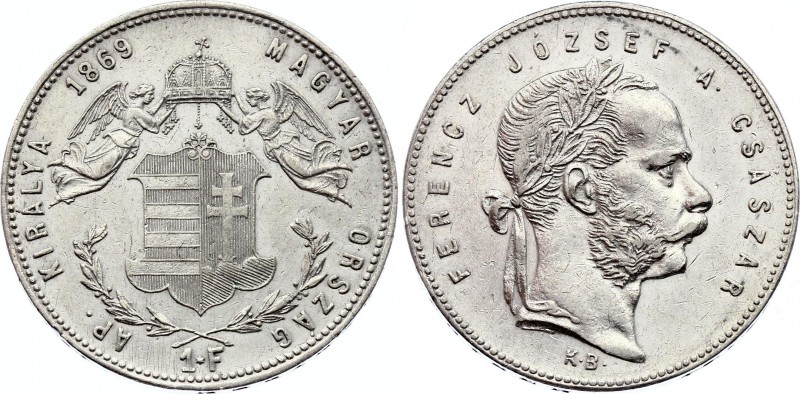 Hungary 1 Forint 1869 KB - Kremnitz
KM# 449.1; Silver; Franz Joseph I; XF+