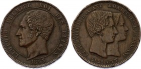 Belgium 10 Centimes 1853
KM# XM1.1; Copper; Leopold I;Royal wedding. Obv.: Head left within beaded circle. Rev.: Conjoined heads right.