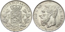 Belgium 5 Francs 1872 
KM# 24; Silver; Léopold II; Mint Luster Remains