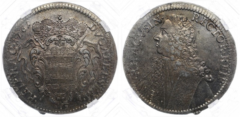 Croatia Ragusa 1 Tallero 1761 GENI XF45
KM# 18; Dav# 1639; Silver 28.6g 42.8mm;...