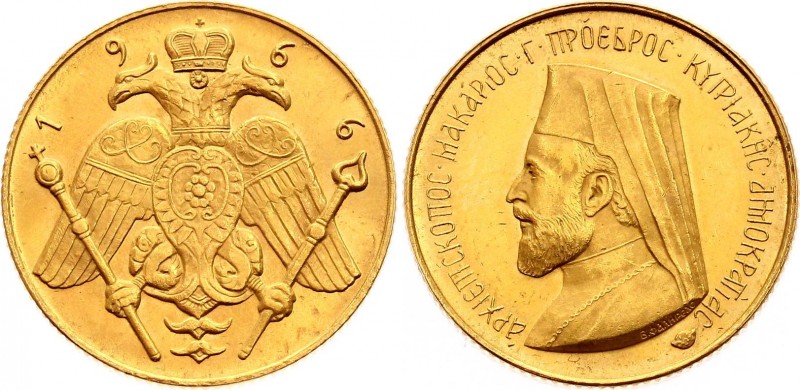 Cyprus 1 Sovereign 1966 
X# M4; Gold (.9167) 7,99g.; Archibishop Makarius III; ...