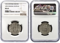 Estonia 1 Kroon 1933 NGC MS 64
KM# 14; Silver; 10th National Song Festival