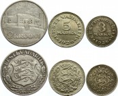Estonia Lot of 3 Coins 1926 -1930
3 5 Marka 1926 & 2 Krooni 1930; Silver