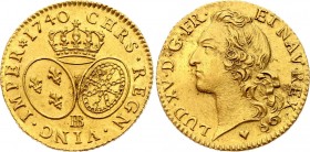 France Louis D'or 1740 BB
KM# 489.4; Gold 8,09g.; &#1113088;Louis XV; Mint: Strasburg; Mintage 2061 Pieces.