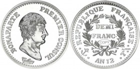 France 1/2 Franc 1803 (AN 12) Proof Restrike
KM# 648.12; Silver (.999) 9.82g; Proof; Bonaparte Premier Consul