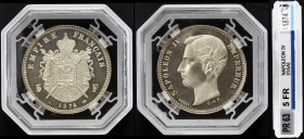 France 5 Francs 1874 Essai GENI PR63
Maz# 1762; Silver; Napoleon IV.