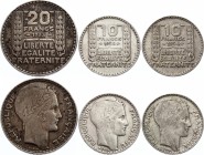 France Lot of 3 Coins 1933 -1934
10 20 Francs 1933-1934; Silver