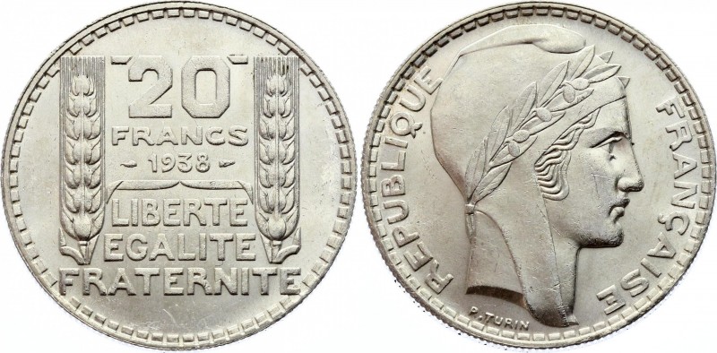 France 20 Francs 1938
KM# 879; Silver; AUNC