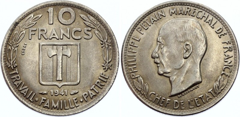 France 10 Francs 1941 Philippe Petain ESSAI by Delannoy RARE!
KM# E79; Amazaing...