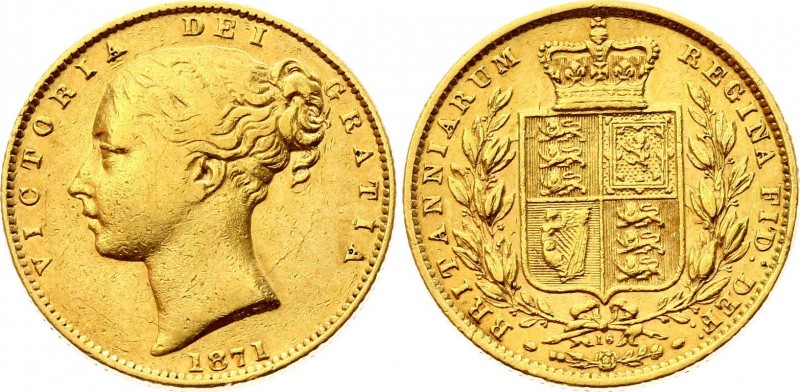 Great Britain 1 Sovereign 1871 
KM# 736; Gold (.917) 7.99g 22.05mm; Victoria