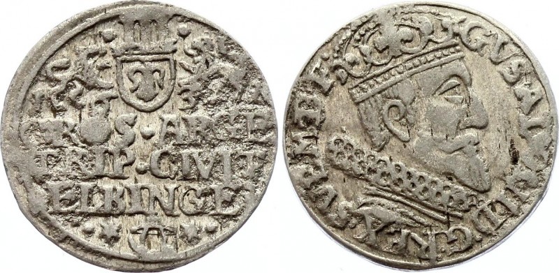 Poland 3 Groschen 1631
E# 31.1.b(R1), AAJ# 19(R); Silver; Gustav II Adolph 1617...