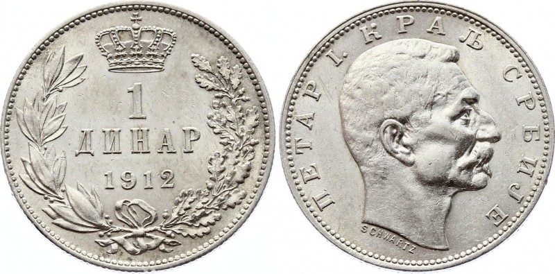 Serbia 1 Dinar 1912 
KM# 26.1; Silver; AUNC