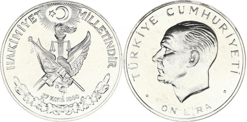 Turkey 10 Lira 1960 
KM# 894; Silver; 27th May Revolution