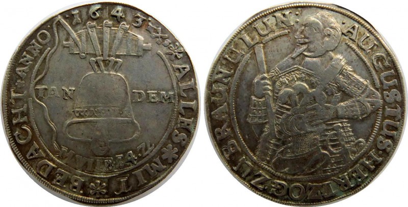 German States Braunschweig Wolfenbuttel Thaler 1643 
Dav# 6374; Auguste der Jün...