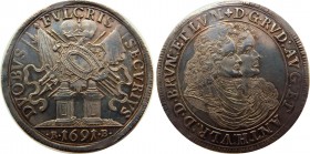 German States Braunschweig Wolfenbuttel Thaler 1691 RB
Dav# 6395; RUDOLF AUGUST und ANTON ULRICH 1685-1704. Silver, UNC, full mint luster. Rare in th...