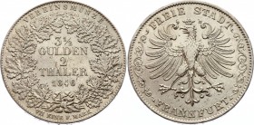 German States Frankfurt 2 Thaler / 3-1/2 Gulden 1846 
KM# 329; Silver; Mintage 72,120; XF-