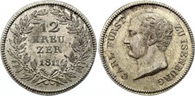 German States Isenburg 12 Kreuser 1811 
AKS# 3; J# 2; Silver; Carl Friedrich; UNC