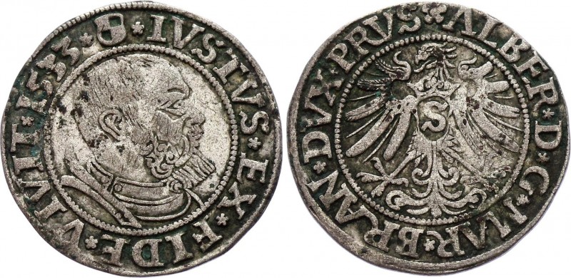 German States Prussia 1 Groschen 1533 Königsberg
Neumann# 45; Silver; Albert, D...