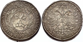 German States Regensburg - Reichsstadt Thaler 1647 
Dav# 5762; Beckenbauer# 6135; Silver 28,67g.; Ferdinand III; AUNC.
