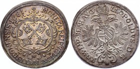 German States Regensburg - Reichsstadt Thaler 1681 MF
Dav# 5772; Beckenbauer# 6156; Silver 29,02g.; As: Town sign with crossed keys in richly decorat...
