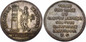 German States Regensburg - Reichsstadt Thaler 1763 
Dav# 2618; Beckenbauer# 7105; Silver 28,12g.; On the peace of Hubertus's castle, published by the...