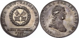 German States Regensburg - Reichsstadt Thaler 1791 GCB
Dav# 2631; Beckenbauer# 7117; Silver 28,03g.; On the protection party to the 200-year-old jubi...